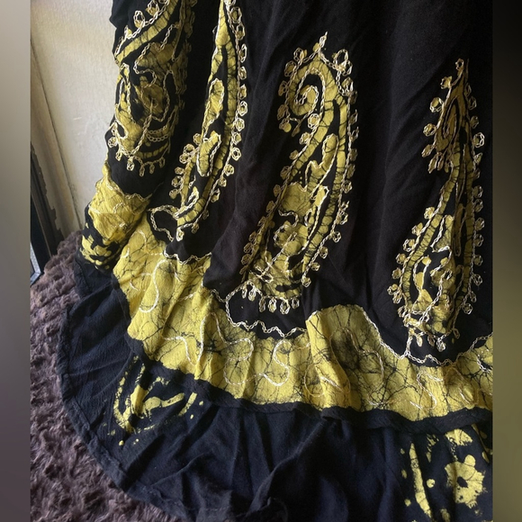 Cute Options Maxi Dress Sleeveless Midi Paisley Black Green Womens One Size - Picture 3 of 5